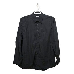 Calvin Klein Black Regular Fit Button Down Cotton Dress Shirt Sz 17.5